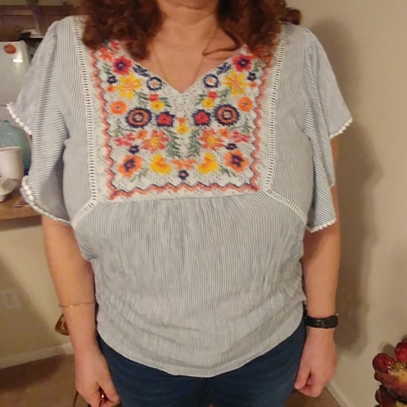 Signature Studio top,size L, pinstripes - Picture 1 of 8